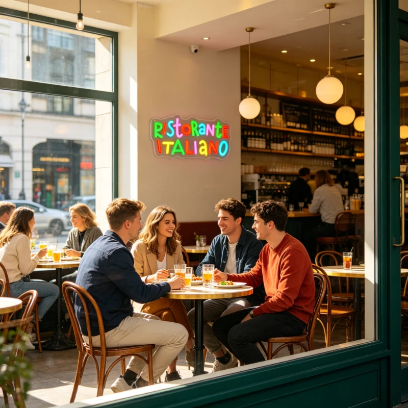 RISTORANTE ITALIANO LED Neon Sign Colorful Decor for Dining Cafe Bar Business Attracts Customers Romantic Ambiance Lighting