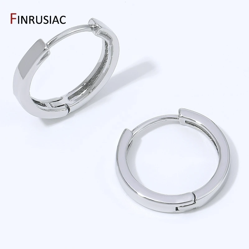Rhodium Plated Brass Round Hoop Earrings,Hypoallergenic Round Smooth Circle huggie Earrings Jewelry For Women Party Gift