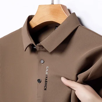Men's Short Sleeve Solid Color Polo Shirt Breathable Comfortable Elastic Top New Arrivals Casual Business Style 2