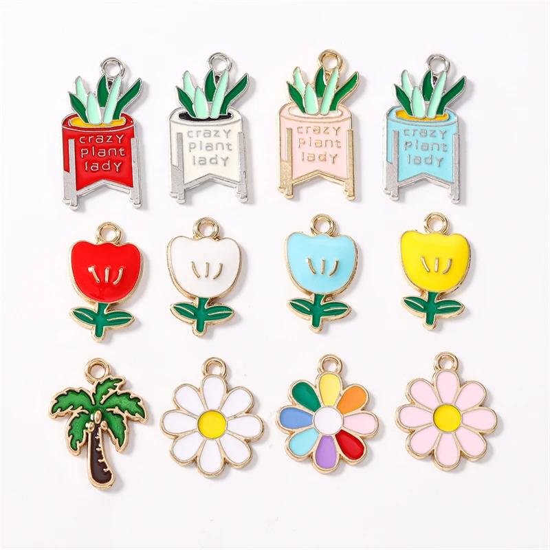 Duarte 20 Stück/Lot niedliche bunte Emaille-Blumenanhänger für die Herstellung von Ohrringen, Halsketten, Armbändern, DIY-Bastelarbeiten, Schmuckzubehör – Detail 1