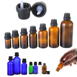 5Pcs 5/10/15/20/30/50/100ml Empty Glass Essential Oil Dropp Bottles w/ Orifice Reducer Tips For Perfume Aromatherapy Cosmetic