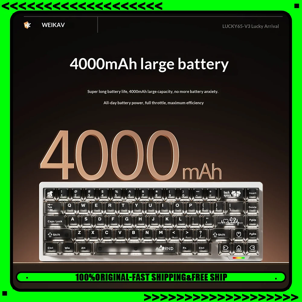 WEIKAV lucky65v3 Keyboard Kit Design Quick Disassembly Of GASKET Structure By Touching Beads Keyboard Kit Three-Mode Connection