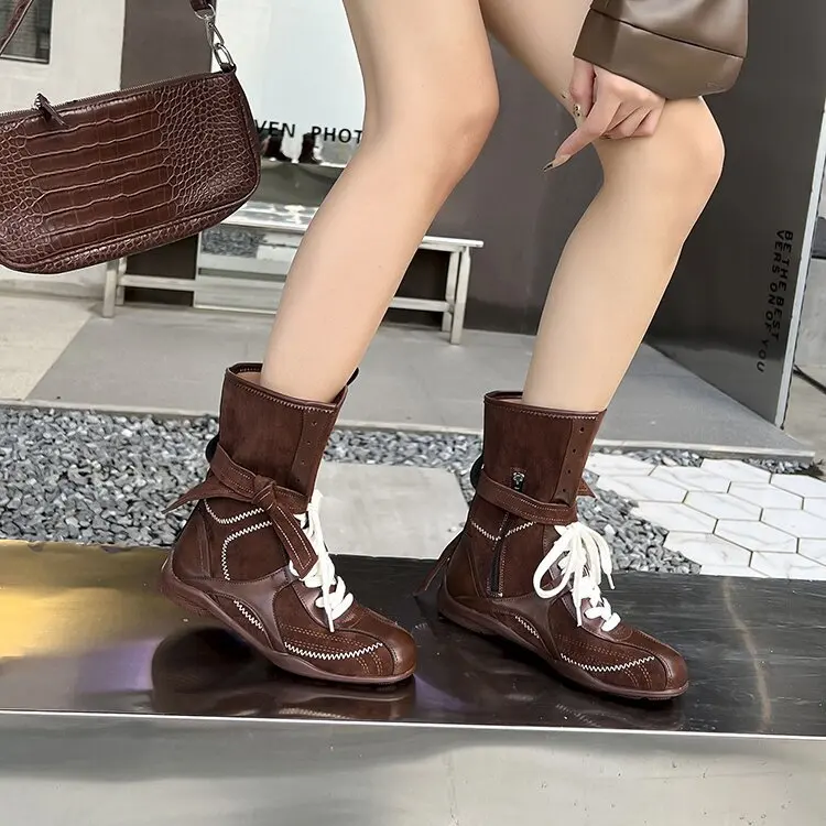 

Женские байкерские ботинки с пряжкой на ремне, женские элегантные короткие ботинки на платформе на плоской подошве, повседневные женские рыцарские ботинки, зимняя мода, удобные