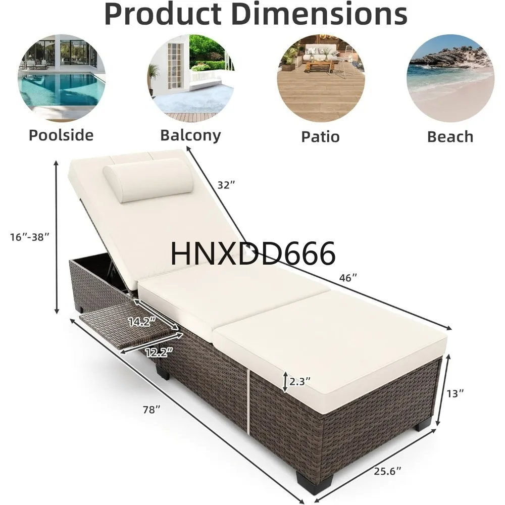 

Pool Lounge Chairs Outdoor Set ,Rattan Chaise Lounge ChairAdjustable Backrest,Pieces Outdoor Lounge Chair Recliner with Cushions