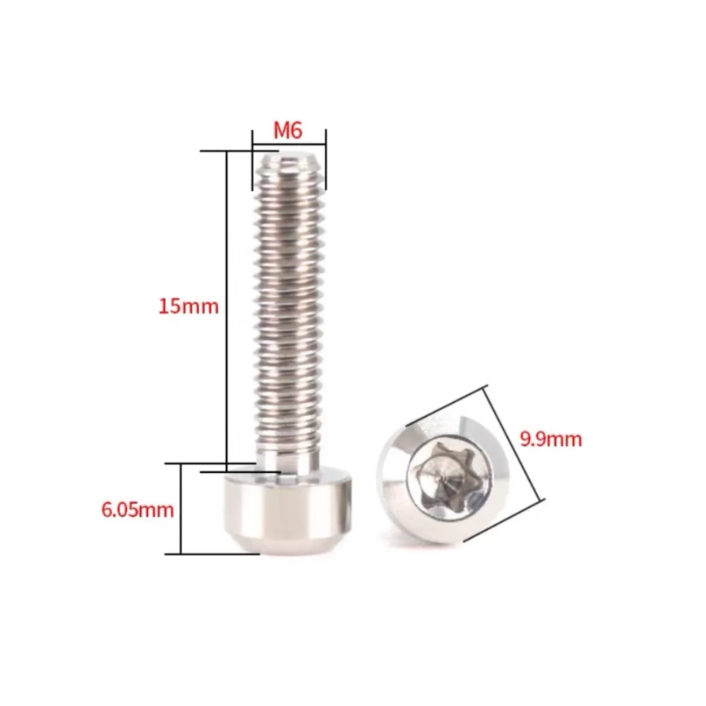 Durable M6 Titanium Screw Torx Drive Titanium Torx Bolt Six-Lobe Head Titanium Bolt Bike Modification