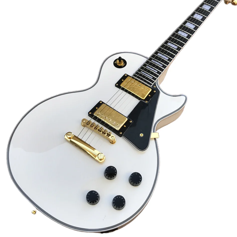 

Made in China, white LP electric guitar, 2 piece pickup, rosewood fingerboard, gold hardware, free shipping