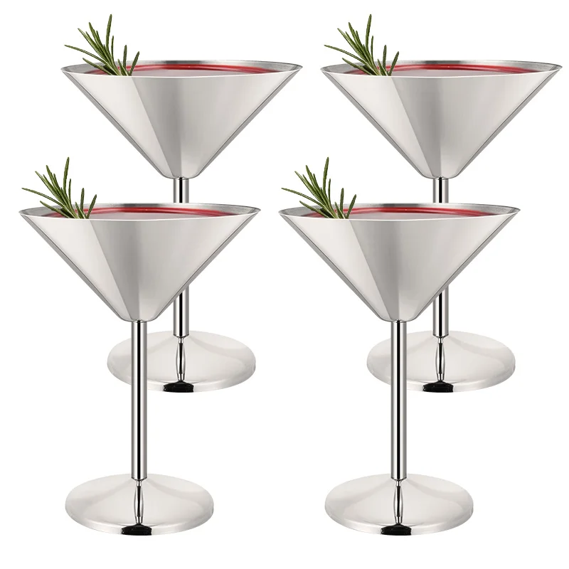 

304 Stainless Steel Martini Cocktail Glass Champagne Goblet Wine Cup Metal Utensils Karaoke Bar Silver Mixed Cocktail Goblet Cup