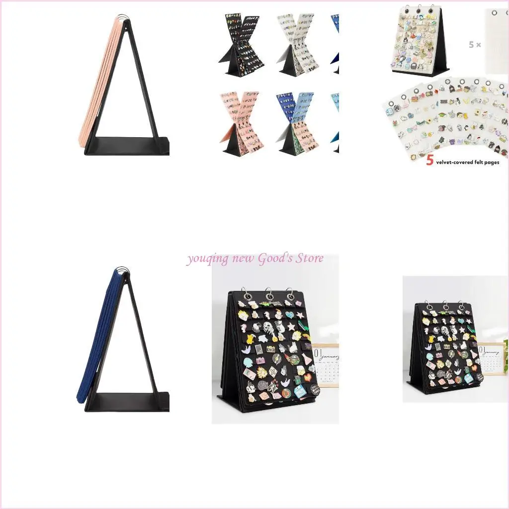 

57QA Sturdy Felt Jewelry Display Rack For Pins and Badges Convenient Rotating Designs with Multiple Layers Home Use