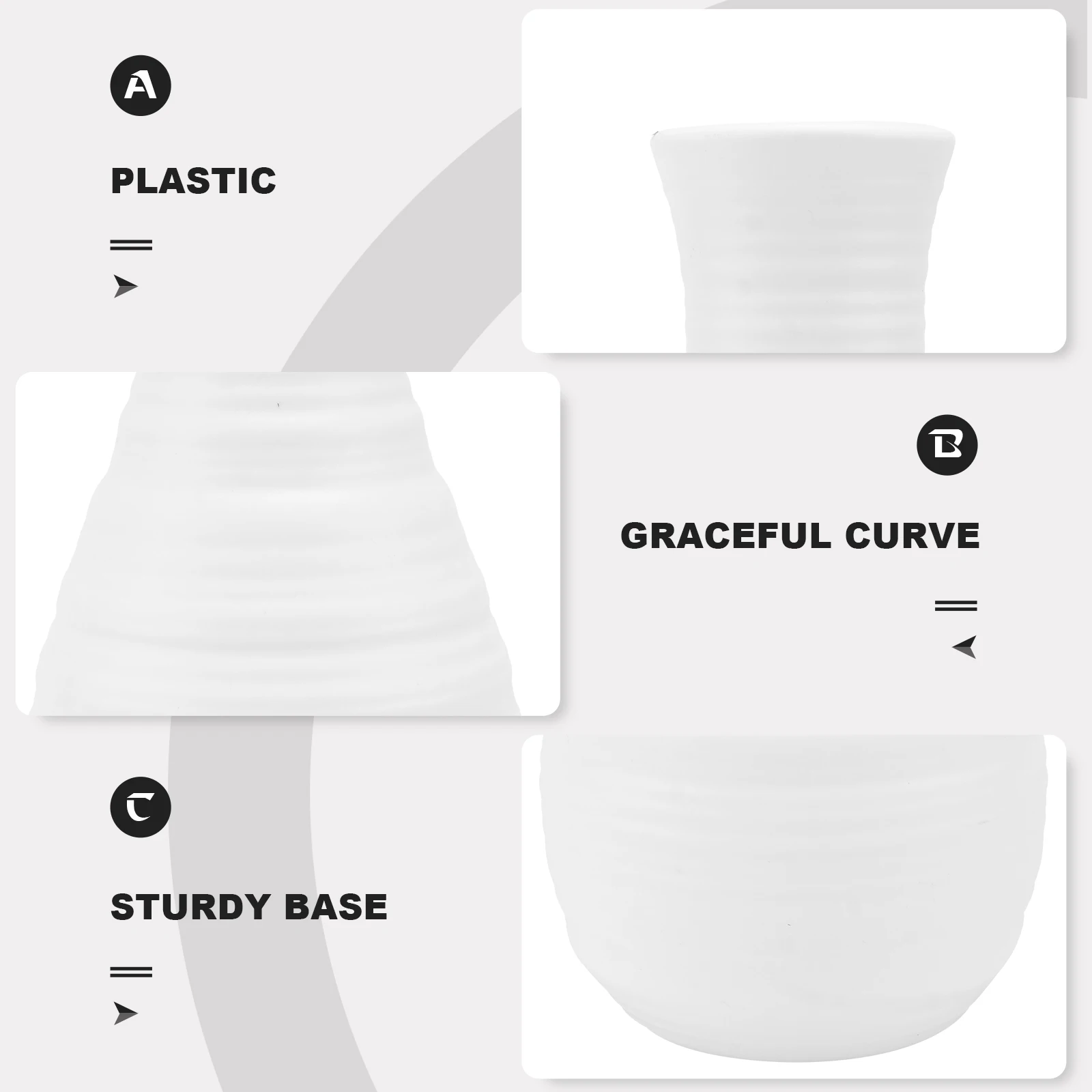 

2pcs Modern Nordic Plastic Creative Simple Home Vase Decorative Chic Vase Desktop Decor White Non-Slip Flower Container