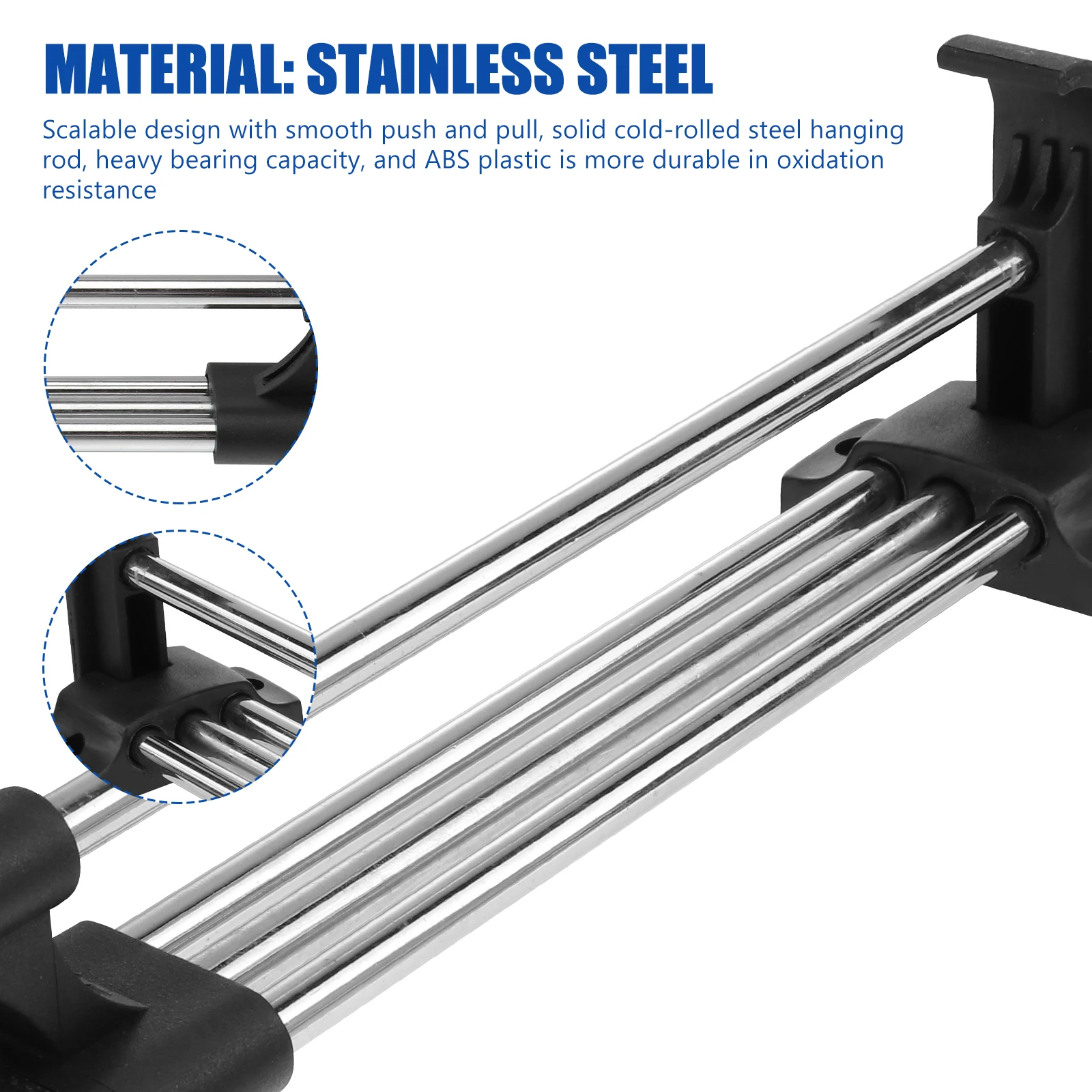 

Telescopic Clothes Hanger Closet Rod Wardrobe Coat Racks Sliding Bars Non Slip Space Saving Storage Solution Retractable