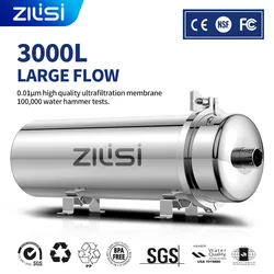 ZILISI Whole House Water Purifier System,High Flow,Ultrafiltration,Reusable PVDF Filter Element,Stainless Mineral,0.01μm Filter