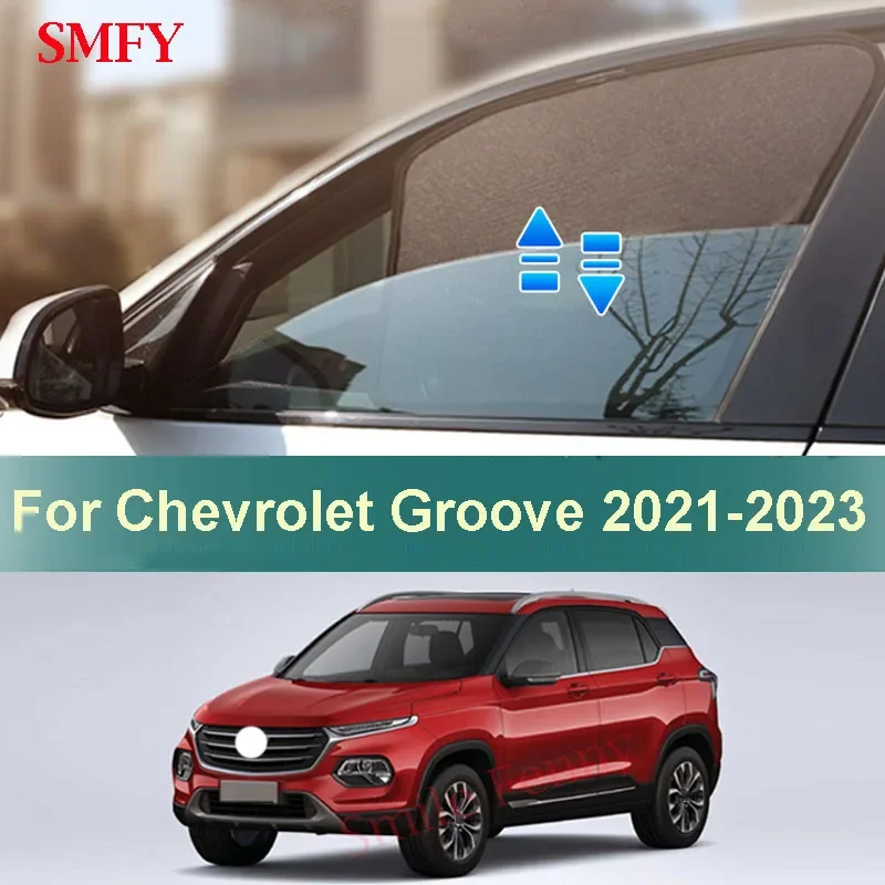 Magnetic Car Sunshade For Chevrolet Groove 2021-2025 Customized Sun Shade Cover Car Side Window Mesh Curtains Sun Visor Shield