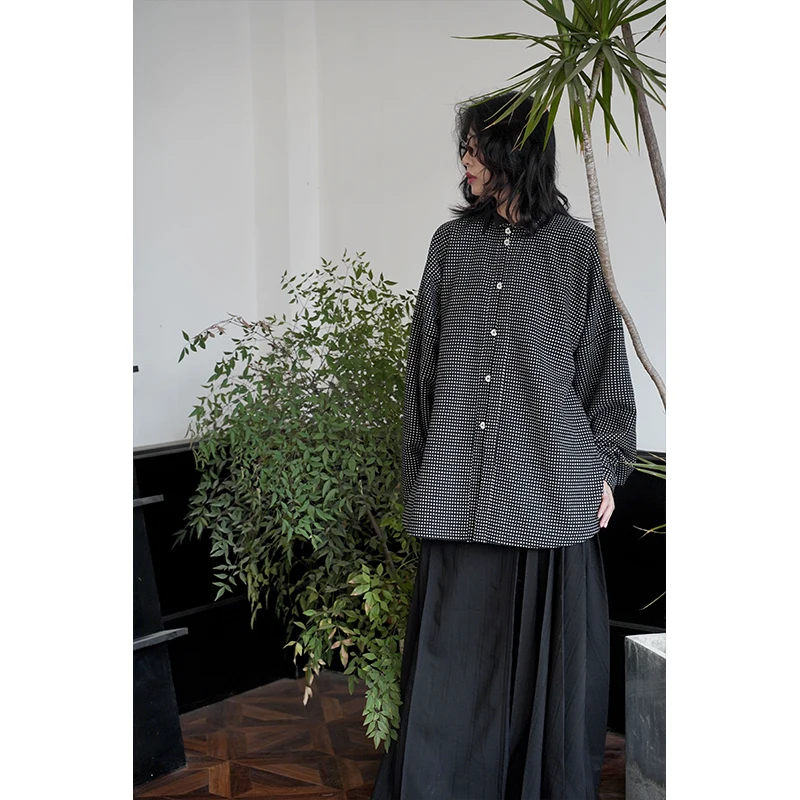 

Luozhouji Woolen ort irt Coat Hanfu Original Design Stand Collar Button Front Filled with down for Autumn And Winter