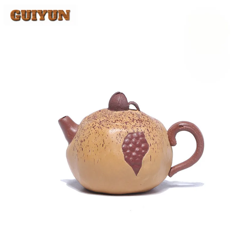 

100ml Yixing Purple Clay Teapots Handmade Pomegranate Pot Raw Ore Section Mud Powder Syrup Tea Soaking Kettle Zisha Tea Set Gift