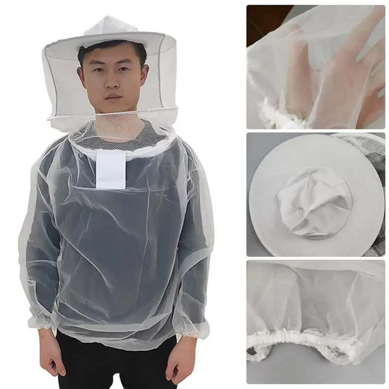 Protective Beekeeping Jacket Veil Smock Equipment BeeKeeping Hat Sleeve Suit Beekeeping Suit Jacket