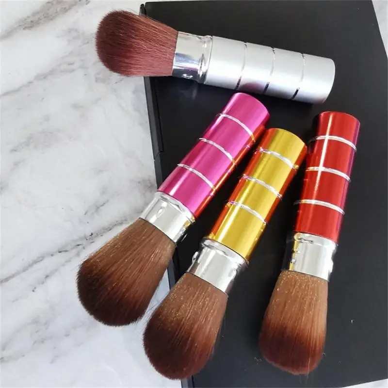 Metal Telescopic Brush Reusable Portable 4-in-1 Telescopic Makeup Brush Cartoon Cute Powder Powder Blusher Brush Makeup Brushes