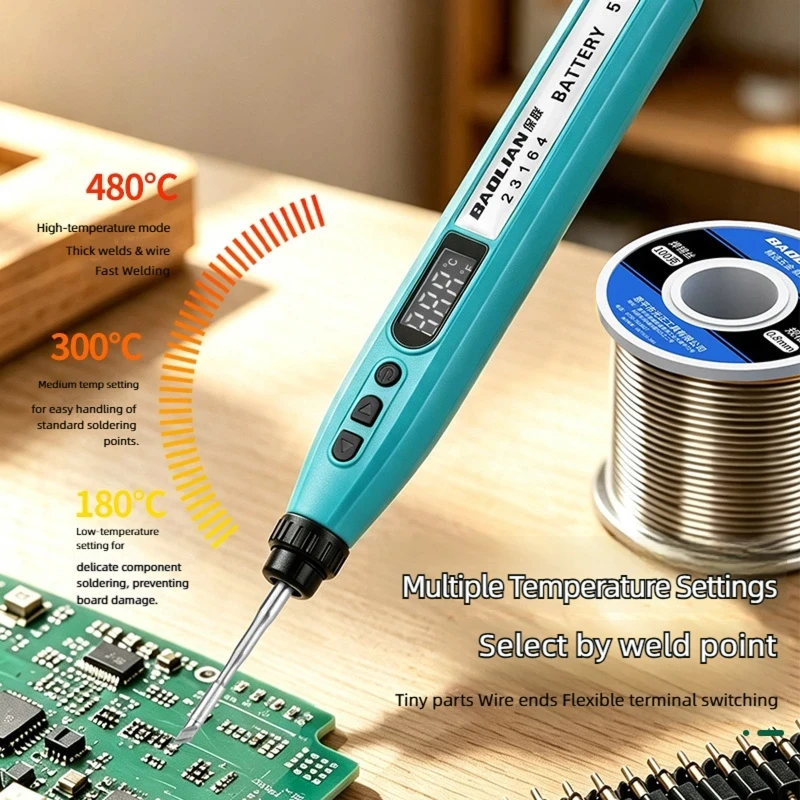 Wireless Soldering Iron with Digital Temperature Display, Adjustable Heat Control, Rechargeable Battery for Electronics M4YD