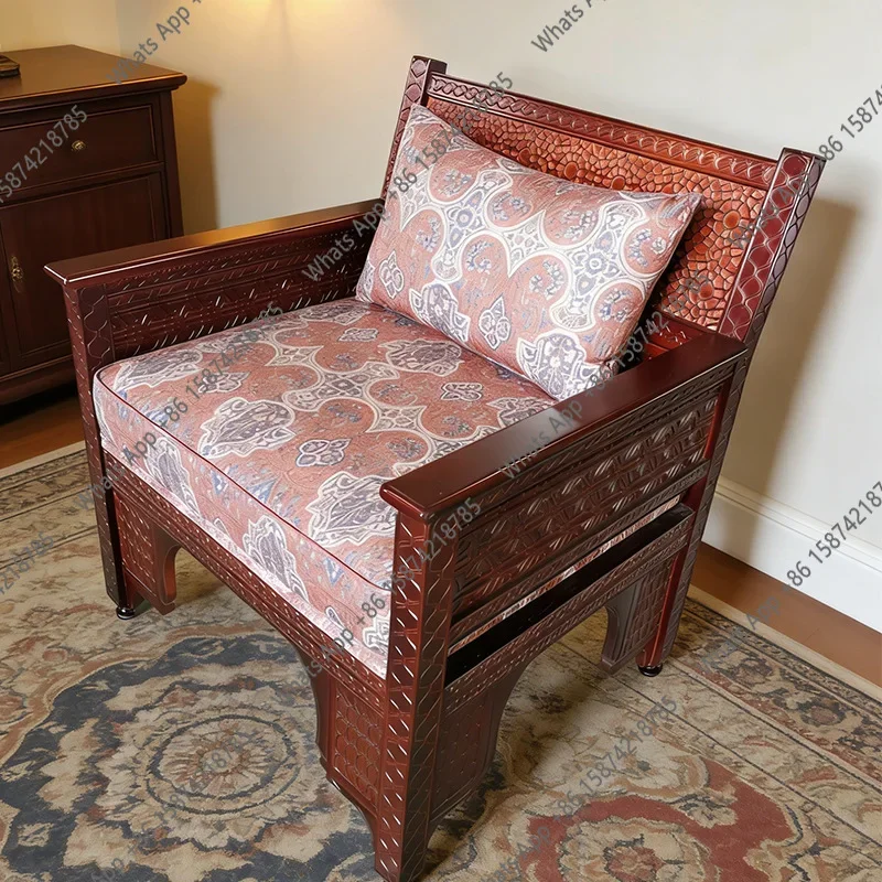 

U New Chinese Solid Wood Sofa Single With Seat Cushion Master Chair Zen Chair Office Treasure Seat Living Room Furniture
