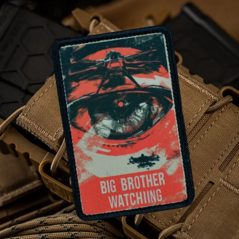 Big Brother Watching Tactical Patch Drone Eye Printed Hook&Loop Patches Military Morale Badge Armband Backpack Vest Stickers view 6