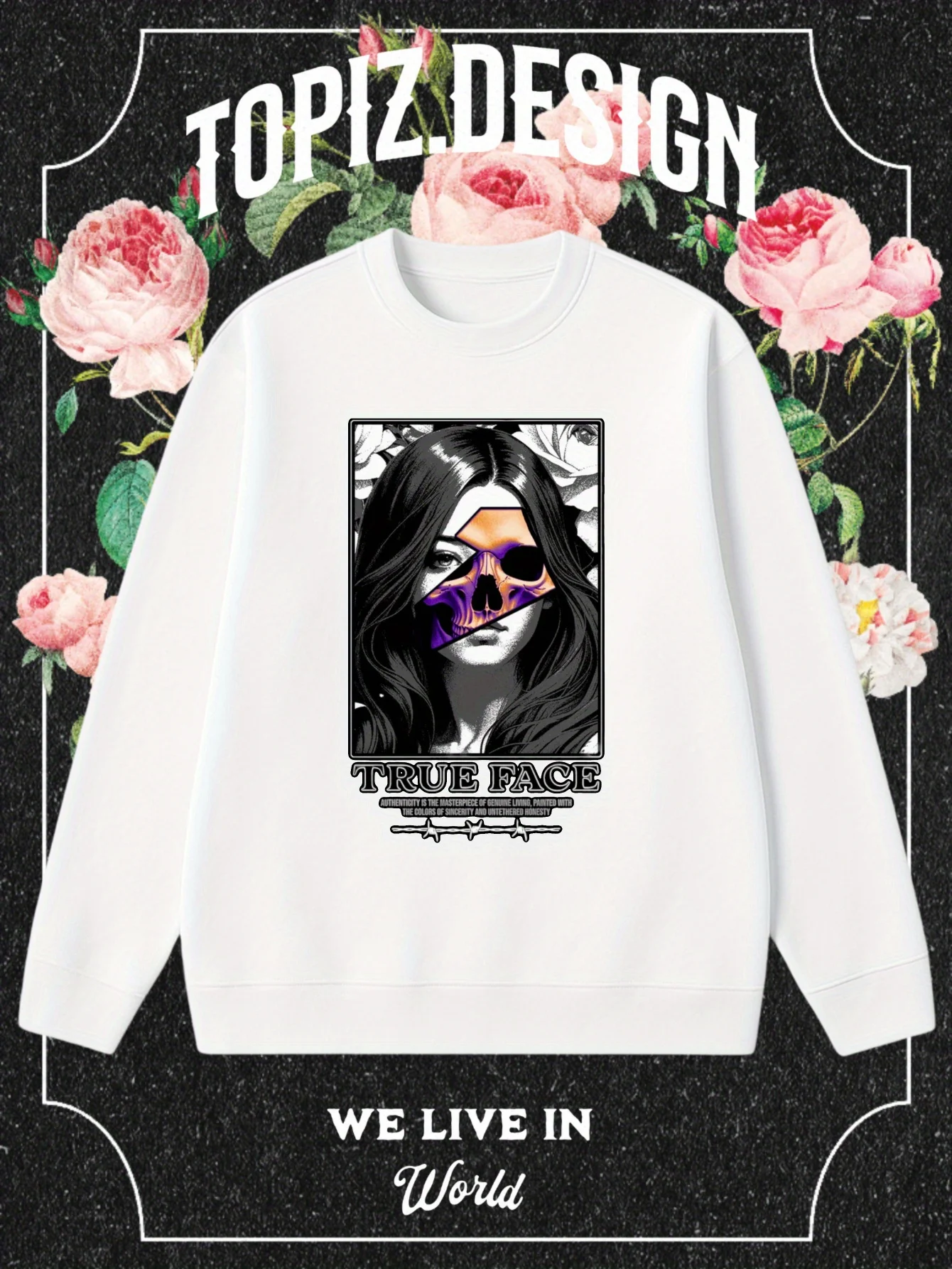 

Skull Floral Graphic Print Autumn and Winter Cotton Men's and Women's Sweatshirts Outdoor Sports Leisure Fashion Trend Clothing