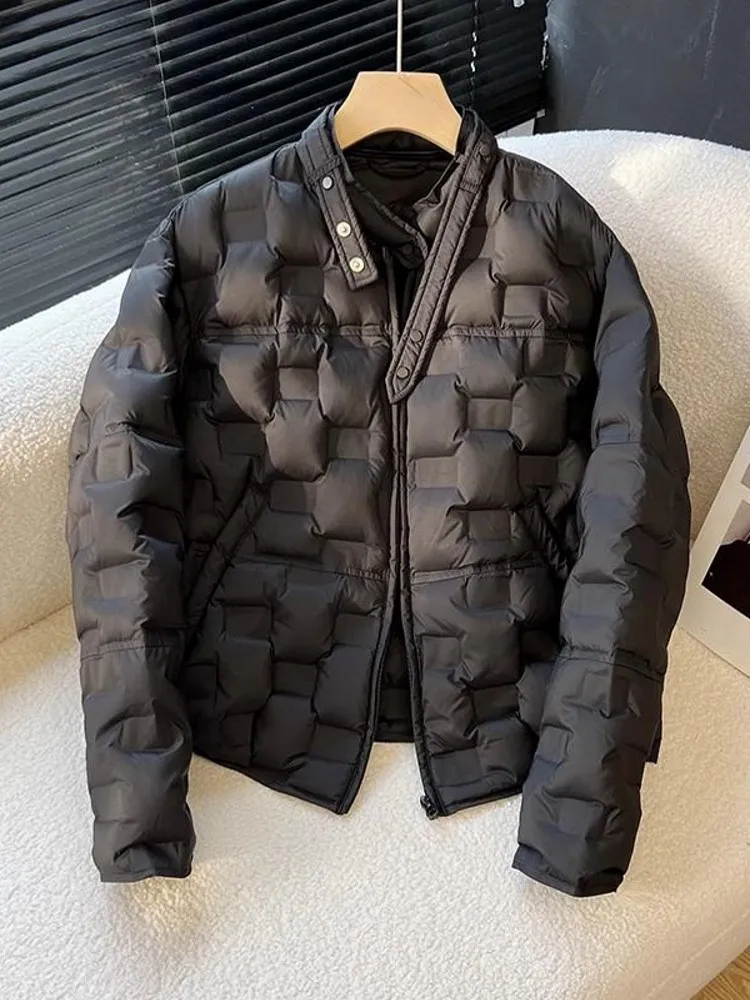 冬の女性用ホワイトダックダウンスタンドカラーダウン暖かいコートワイドウエストウィンドブレーカージャケットエレガントな女性用ショートスタイル軽量