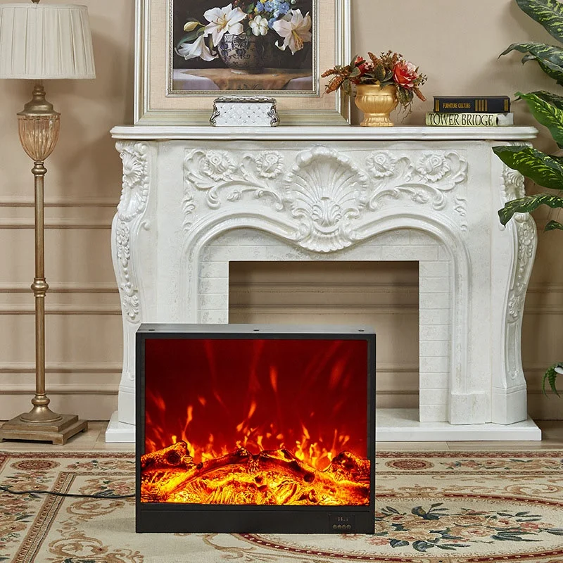 Fireplace WOOD + HDF+RESINFireplace Surround Modern Design Indoor Decorative Fireplace Mantel Insert Hand Carved TV Stand ORK