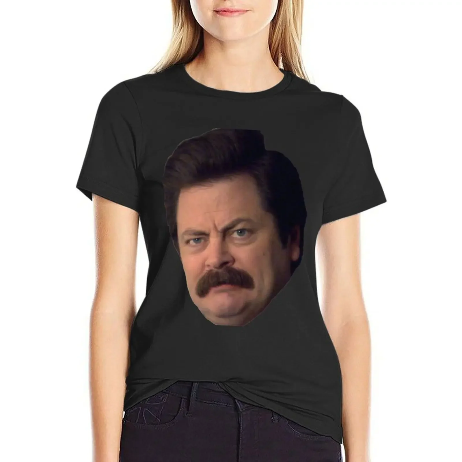 Ron Swanson T-Shirt female funny lady clothes womans clothing