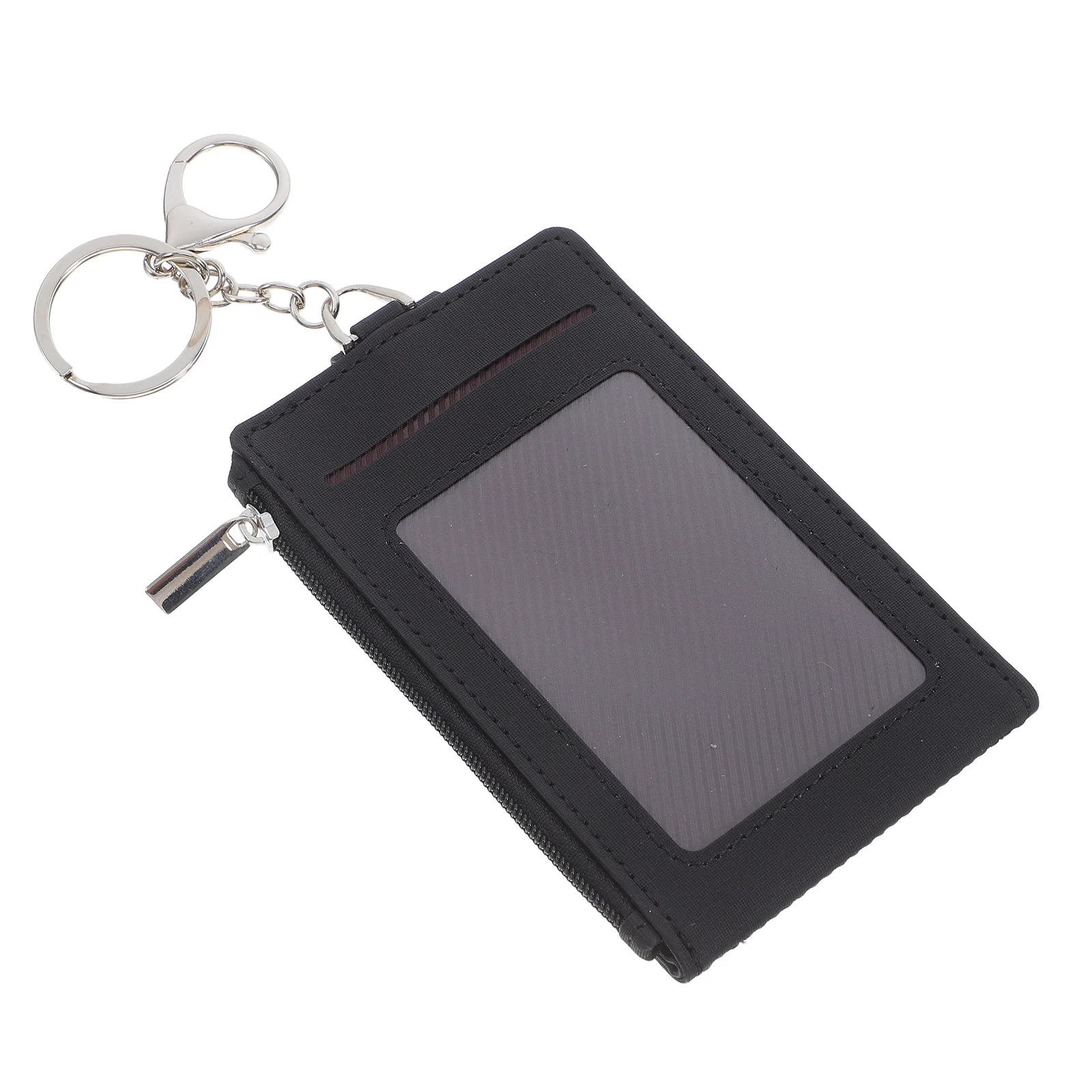 Card Holder Keychain Pu Id Badge Holder For Bus Passes Work Cards Credit Cards Travel Wallet Organizer Keyring Case