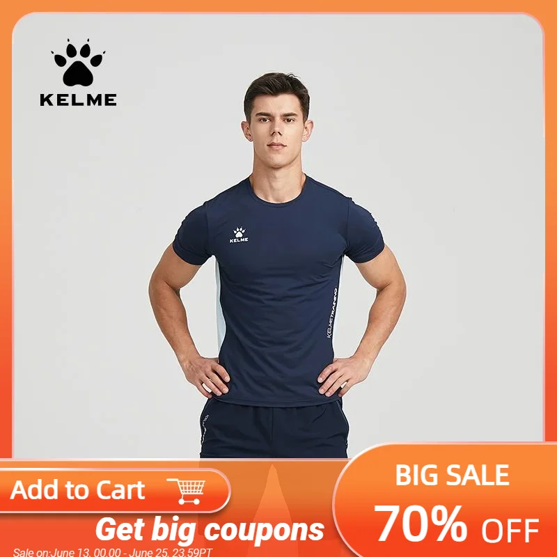

Мужская футболка KELME, Спортивная футболка для бега с коротким рукавом, быстросохнущая Спортивная дышащая футболка Футболка мужская 8151TX1003