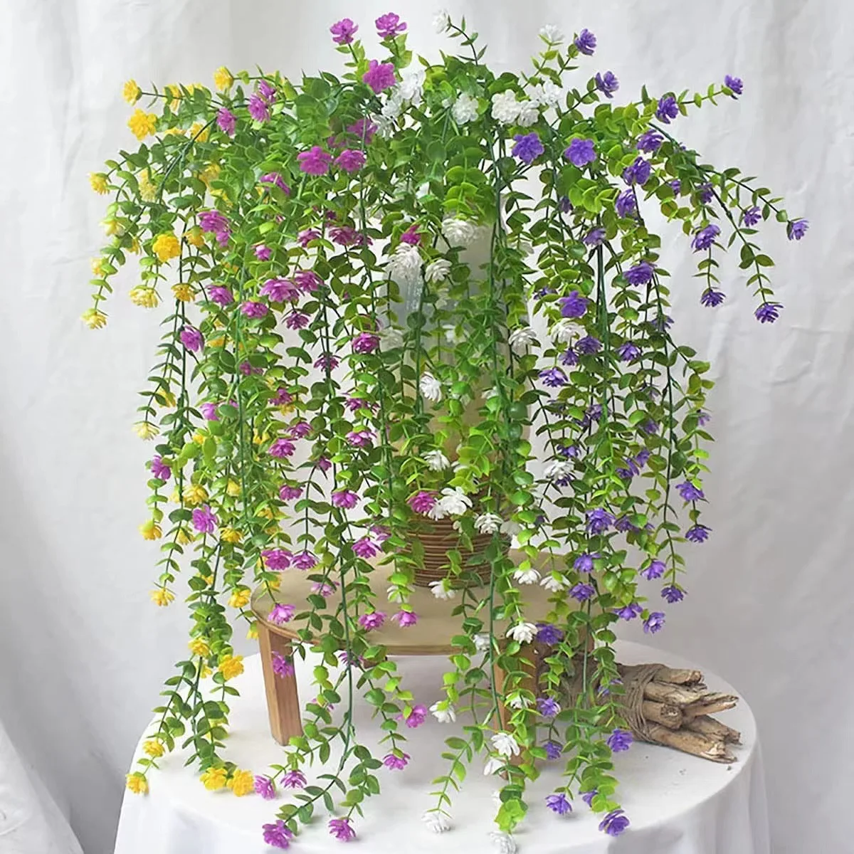 Künstliche Pflanzen Plastik-Eukalyptus Kamelie Hochzeitskranz Garten Hof Haus Zimmer Outdoor-Dekoration UV-Schutz Festival DIY Geschenk