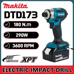 マキタ-多機能ハンドヘルドドライバー、ブラシレスドリル、充電式インパクトドライバー、dtd173、18v