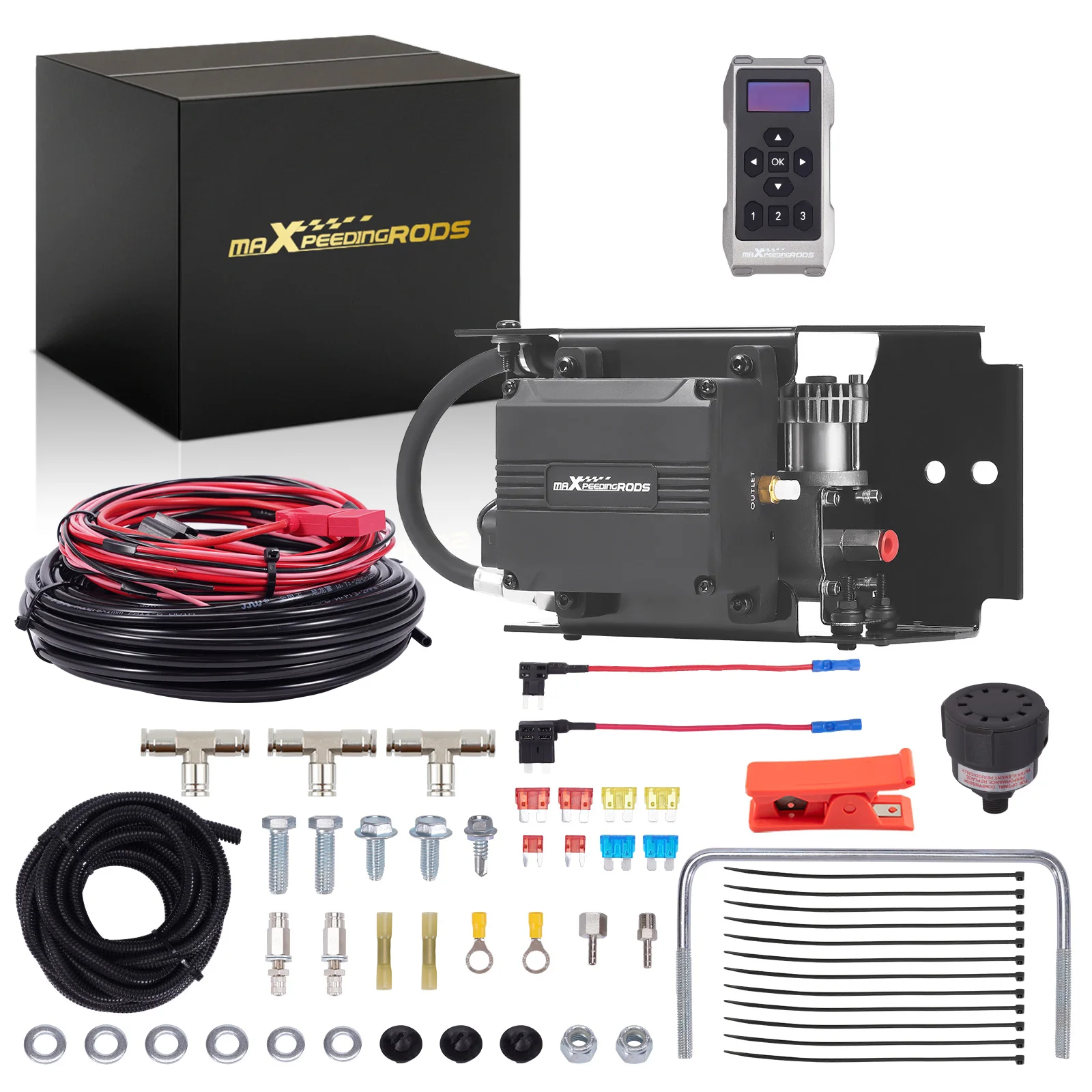 MaXpeedingrods Universal Compressor Control System Assembly Wireless Air Controller for Air Spring Bag Kit