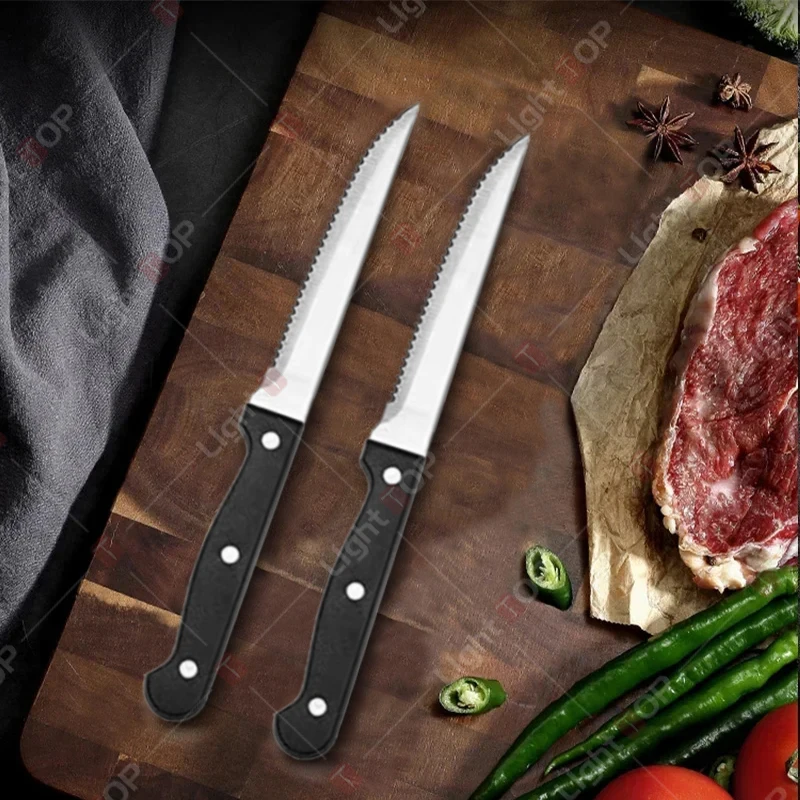 Stainless Steel Serrated Steak Knife Professional Chef Knives Sharp Beef Cutter Western Restaurant Dinner Knife Fruit Paring