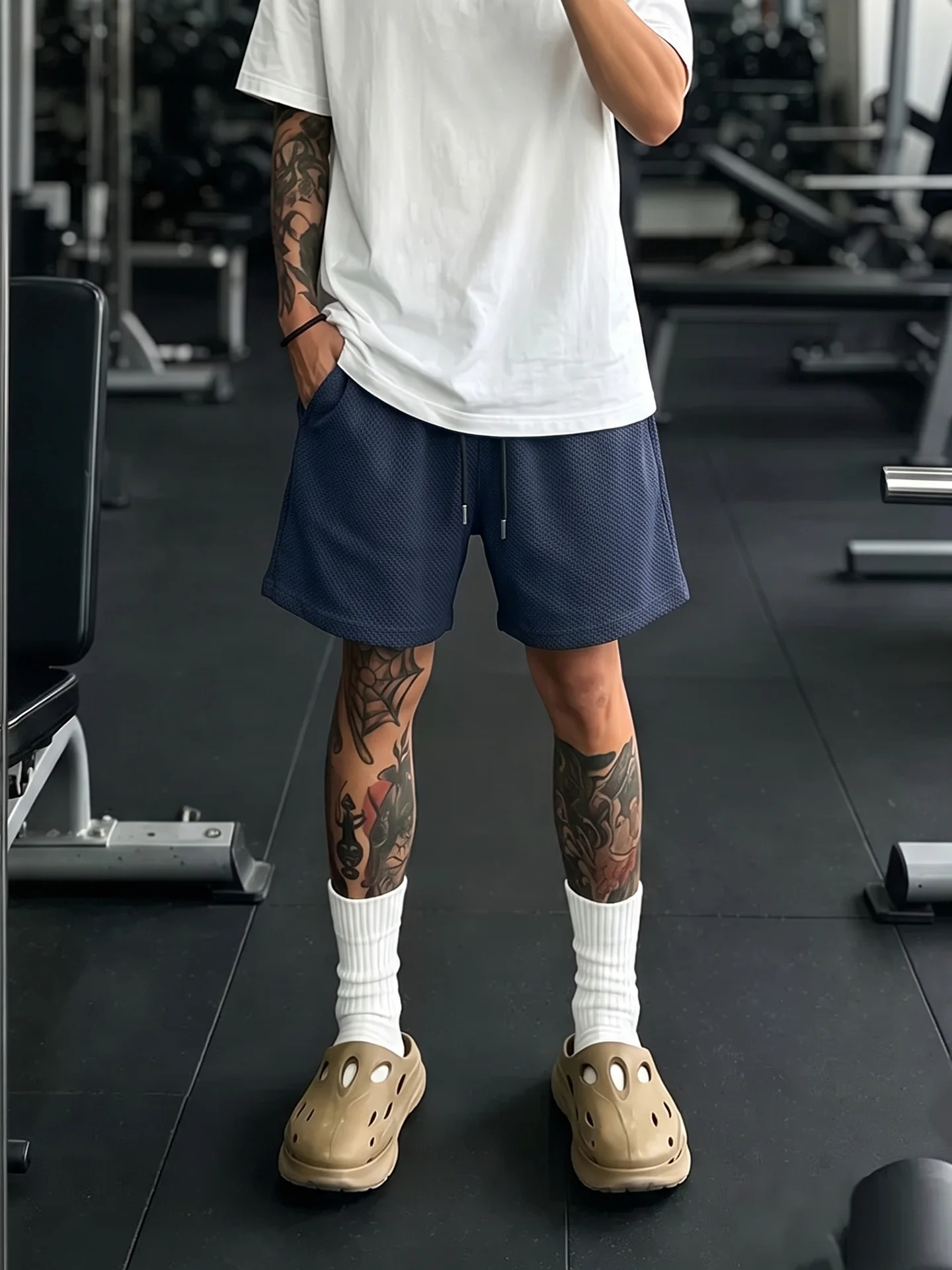 Light Blue Dragon Scale Sports Shorts Men's Summer Thin Outdoor Wear Fitness Casual Pants Basketball Training Five-Quarter Le...