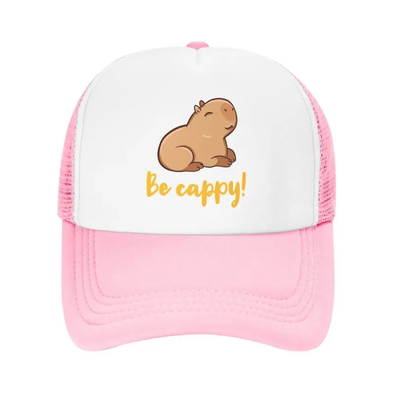 Image of Niedliche Capybara Be Cappy Print Mesh-Baseballkappe für Jungen und Mädchen, atmungsaktive Sommer-Snapback-Kappe für Outdoor-Sport, Reisen, Sonnenschutz