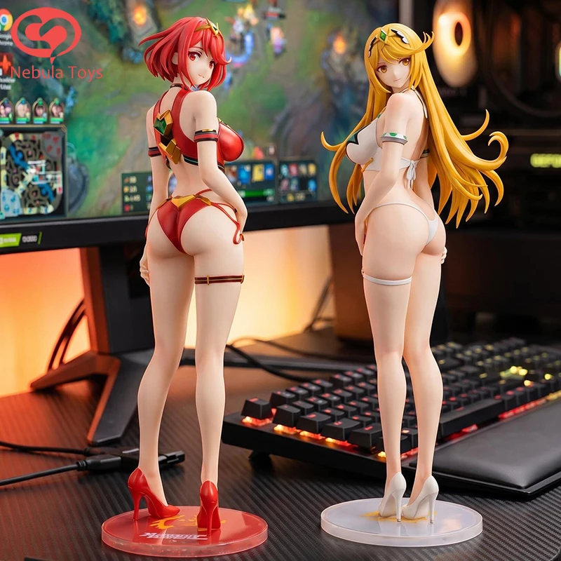 Model Kit Xenoblade - 30 センチメートルゼノブレイドクロニクルズ 2 水着ダブルキャラクターピラミトラフィギュア像 Pvc 大人のコレクター向けアニメフィギュアギフトおもちゃ