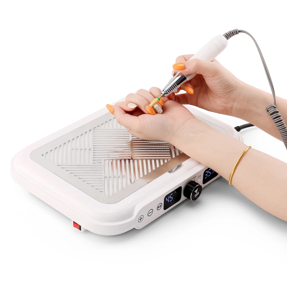 Elétrica forte sucção 170w coletor de pó do prego poderoso 2 ventiladores vácuo com broca do prego handpiece limpador de poeira ventiladores duplos