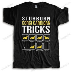 Humor Corgi Cardigan Stubborn Tricks T-shirt Short Sleeve Cotton Tee Shirt Japanese Dog Lover Tshirt for Birthday Gift Tops