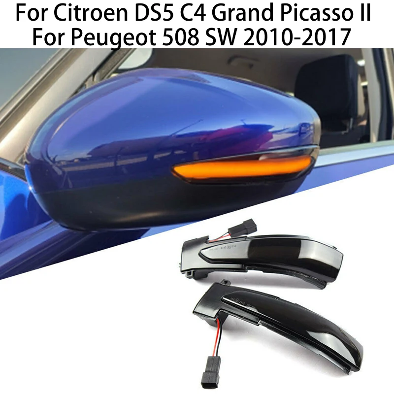 

For Peugeot 508 2010-2017 Citroen DS5 Grand Picasso II Car Turn Signal Light LED Dynamic Side Rearview Mirror Blinker Indicato