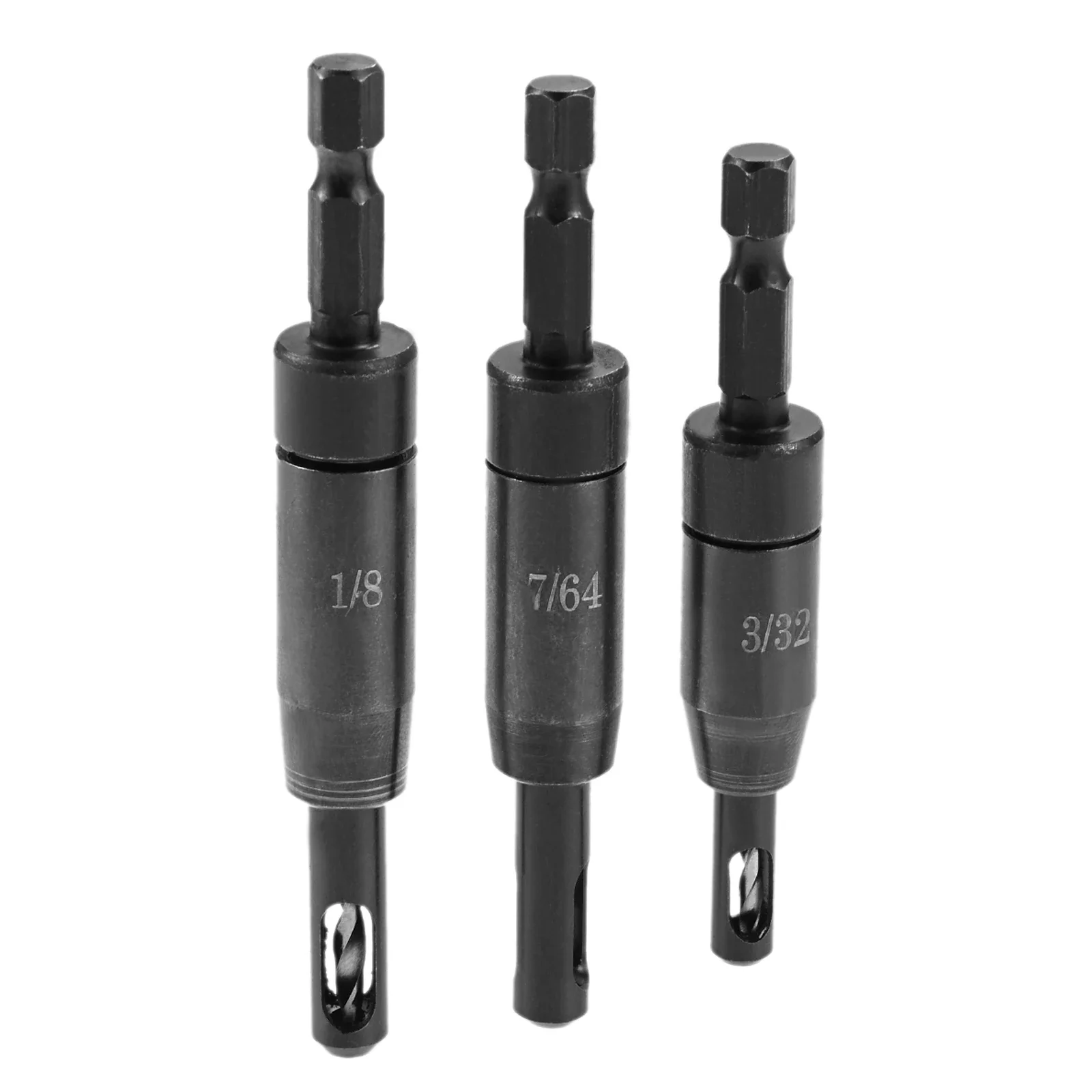 3Pcs CC2430 Self-Centering Hinge Drill Bit Assortment with 1/4