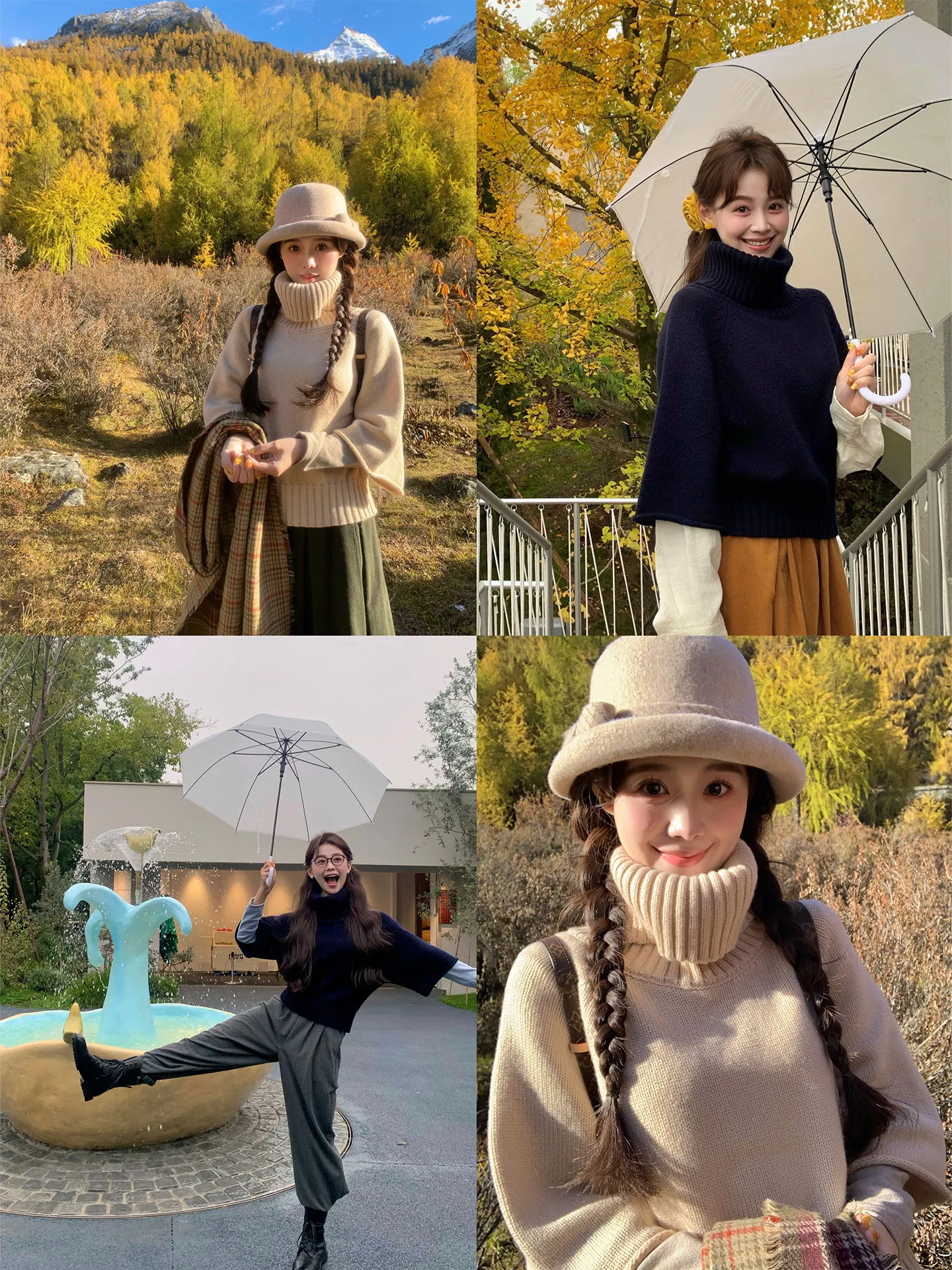 

Zhaoyao Winter Love Song Women's High Collar Knitted Sweater Coat Mieggot Blue Cr Color Warm Loose Fit Long Sve Top