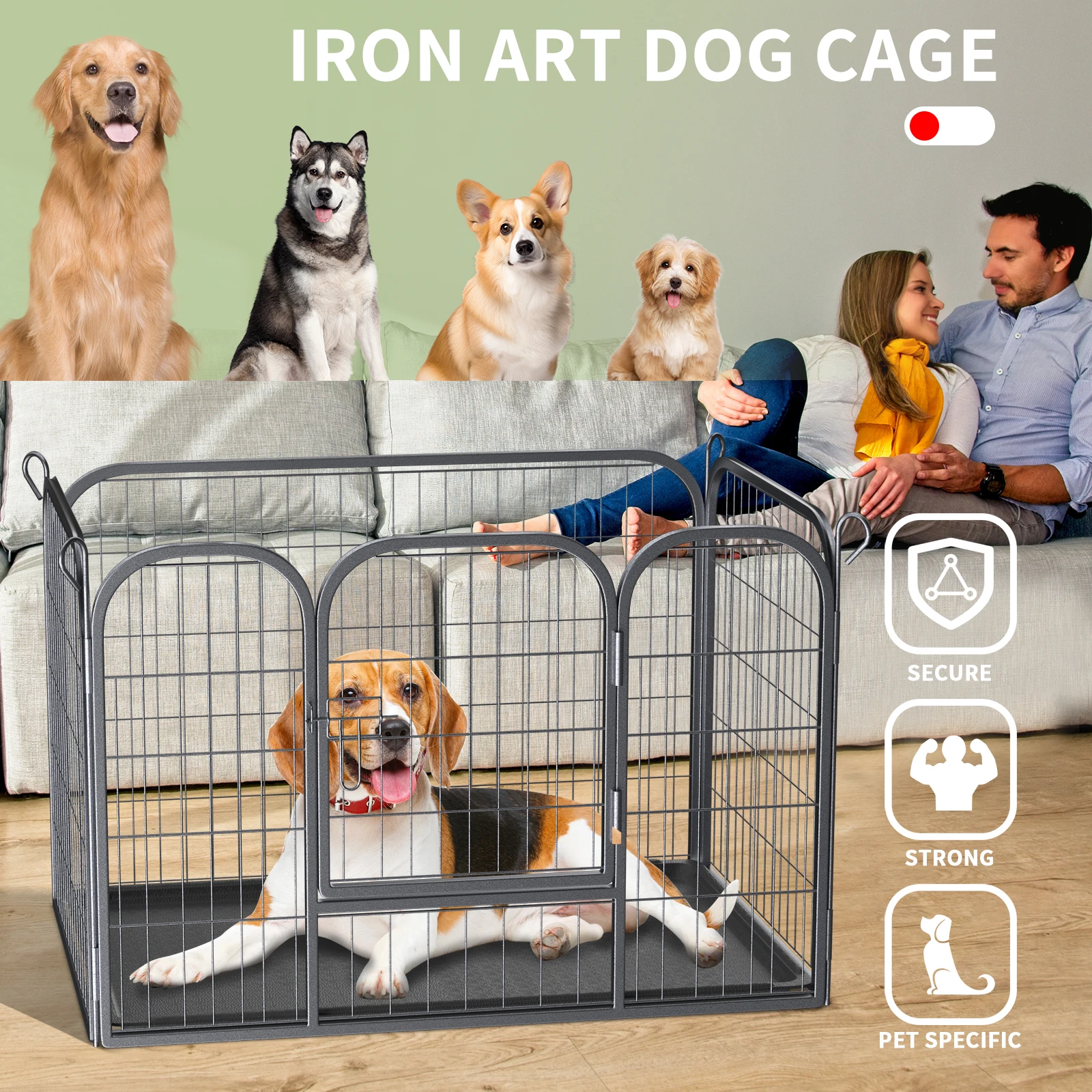 روضة الجرو الثقيلة مع صينية المحمولة انفصال الحيوانات الأليفة تشغيل المرفقات الجراء قفص قفص الكلب التدريب روضة للكلاب