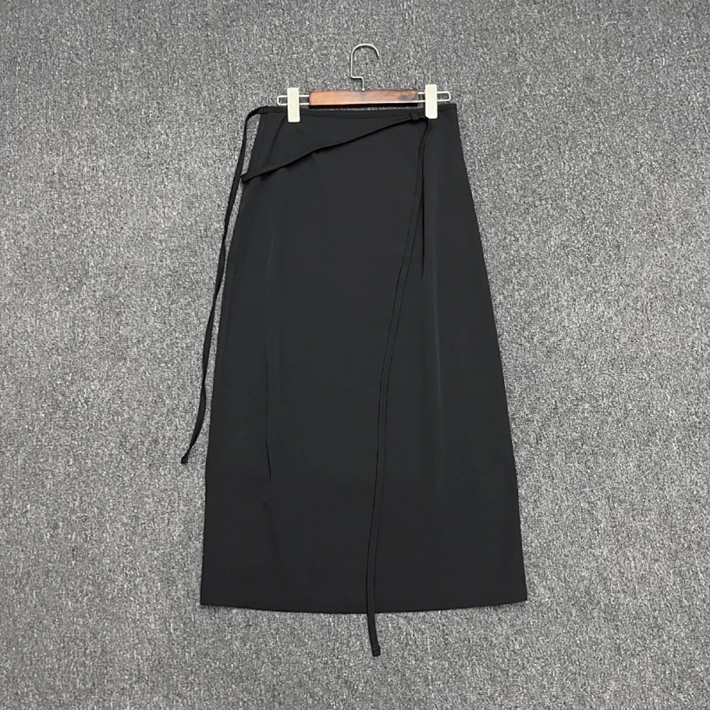 Wollmischung Wickelkrawatte Halbkörperrock Damen, 2026 Frühjahr Neu Einfach Elegant Pendler Drapierter Wickelrock Y2k