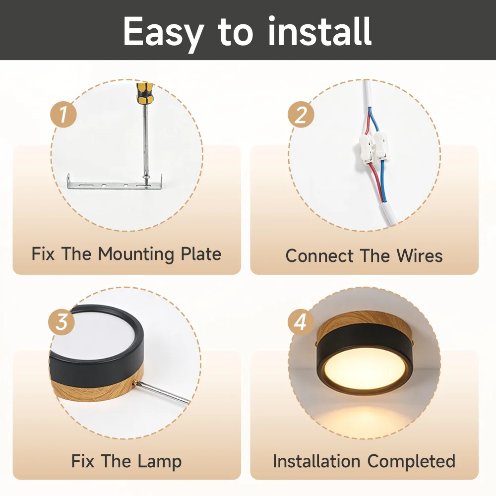 LED Downlight Dimmable 15W Nordic Wood Modern LED Surface Mounted Ceiling Light Spotlight, Interior Decoration Light