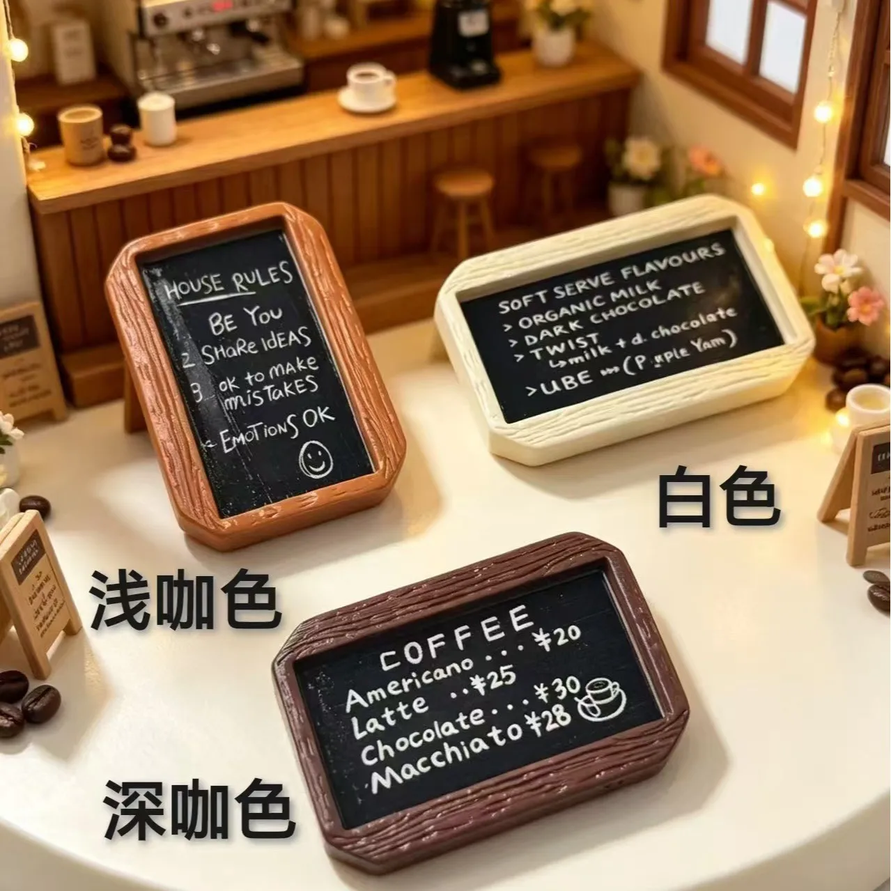 Mini Chalkboard Resin Ornament DIY Miniature Scene Decor Simulation Blackboard Dollhouse Accessory Micro‑Landscape Layout Prop - view 4