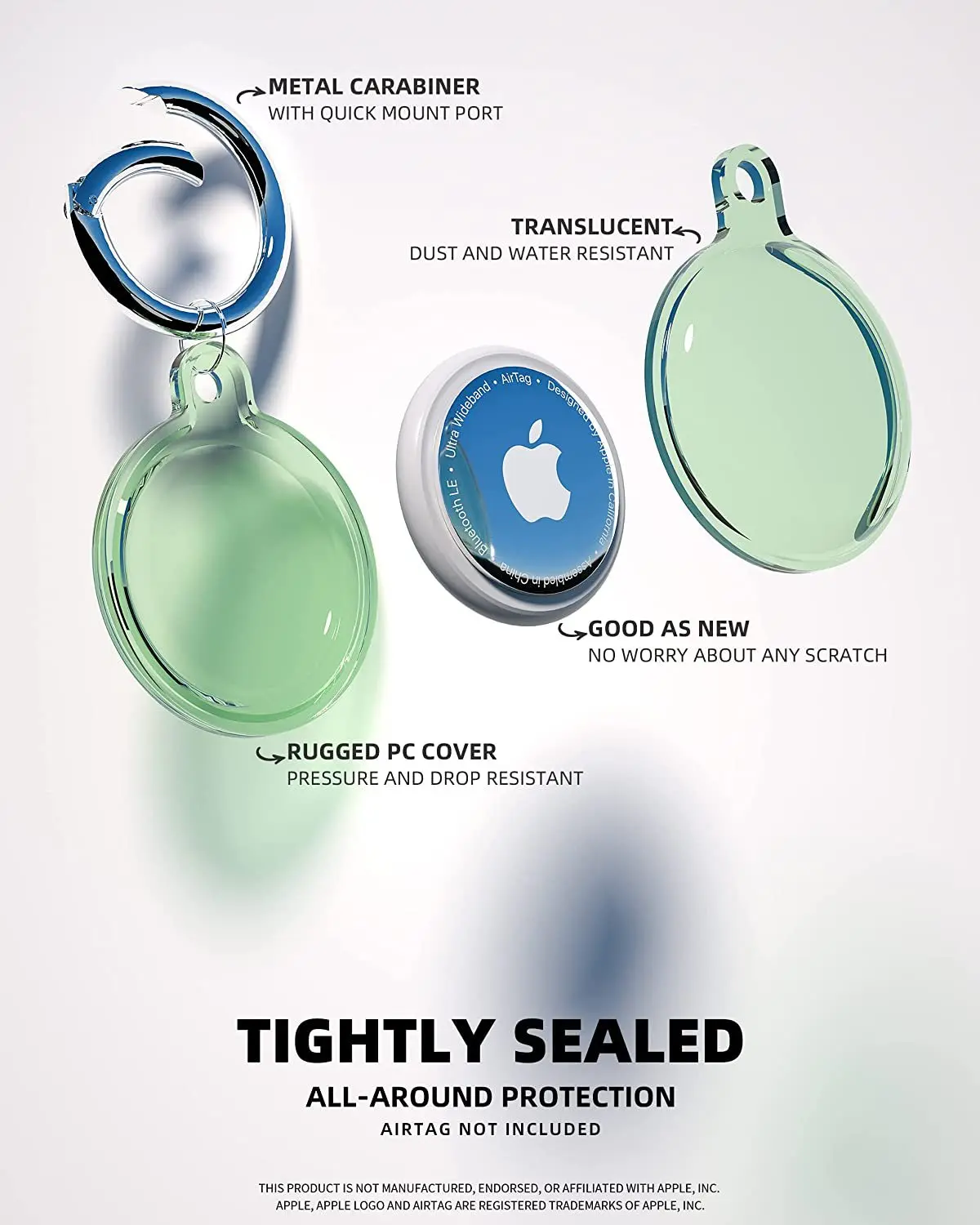 Transparent Cover For Apple Airtags Locator Tracker Air Tag Anti-lost Keychain Silicone Soft TPU Protective Cover For Airtags