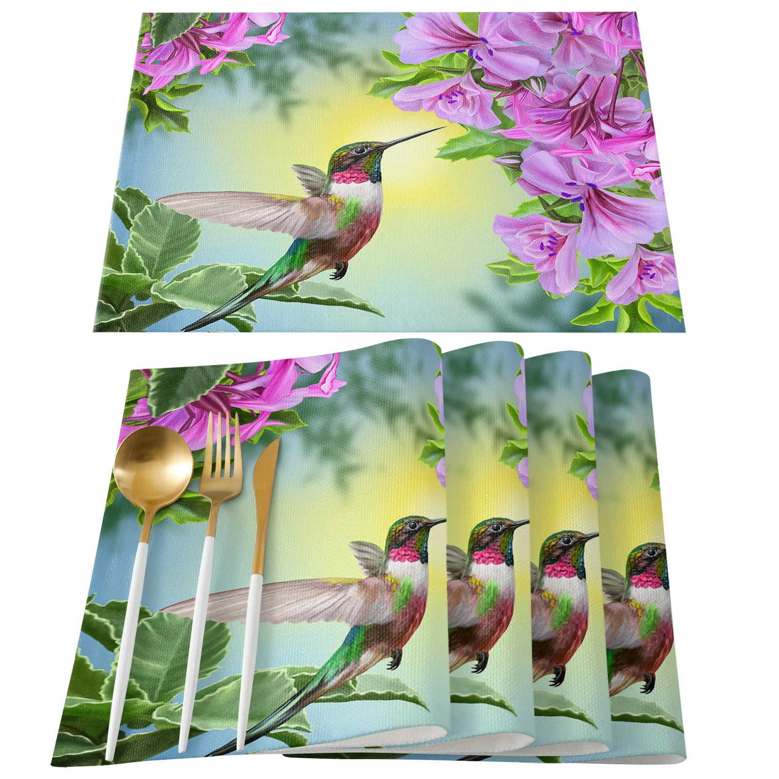 Plant Flower Hummingbirds Luxury Table Runner for Wedding Birthday Party Hotel Dining Table High Quality Table Cloth