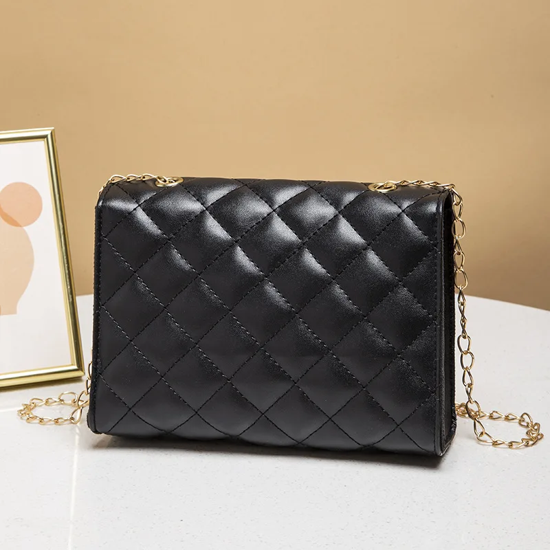 New Women\'s One Shoulder Oblique Cross Small Square Bag with Missing Corner Style Women\'s Bag Diamond Latch Buckle Women\'s Bag