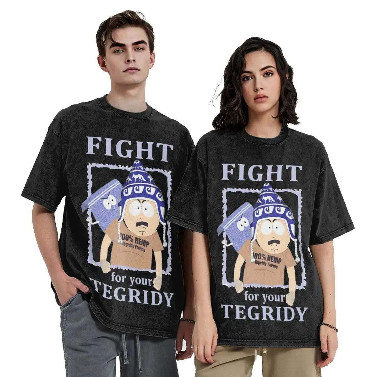 Ovresize Fight For Your Tegridy Accessories Shirt Washed Style for Men Women Southpark Funny T-Shirt Fashion Top Tees Streetwear