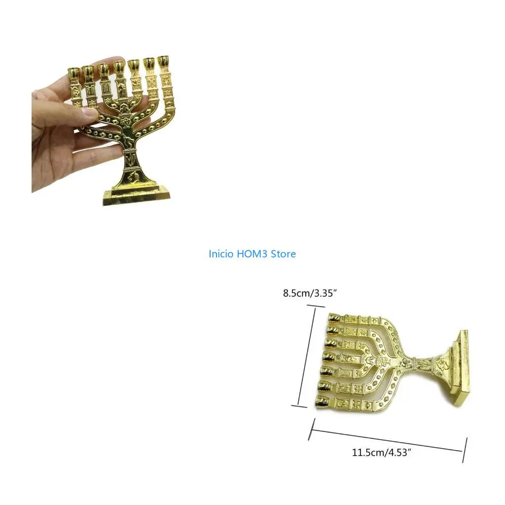 A5YD Hanukkah Menorah 7 Branch Holder Holy Grail Candlestick Religious Gift